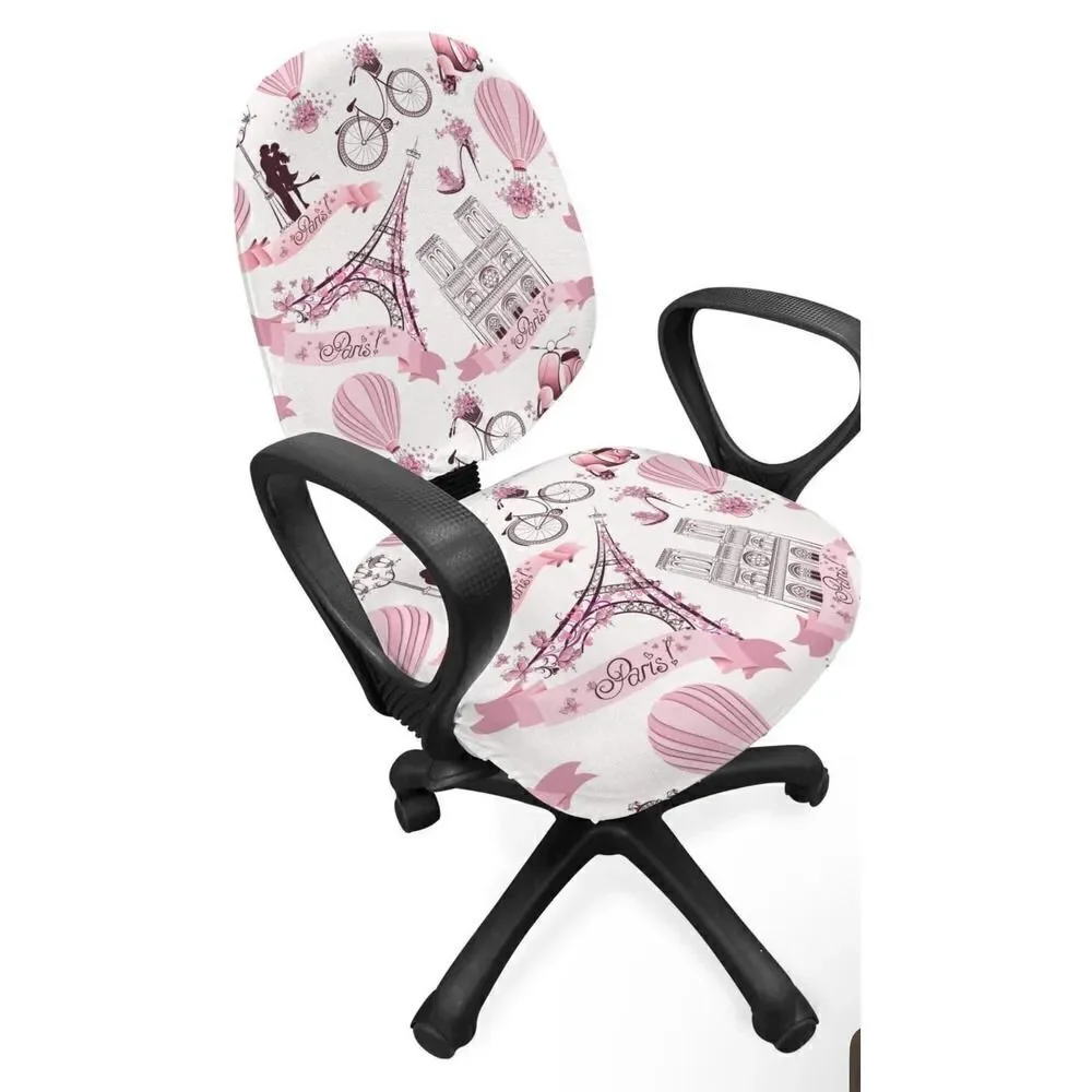 Paris Office Chair Fabric Slipcover Eiffel Standard Size, Pink Rose